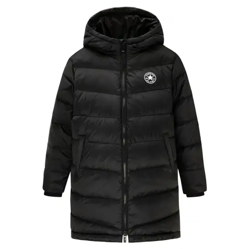 Converse Long keep warm black children's down jacket, children's clothing, mid-length