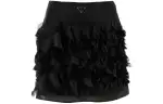 PRADA Enamel Triangle Logo Straight Hem Mini Skirt
