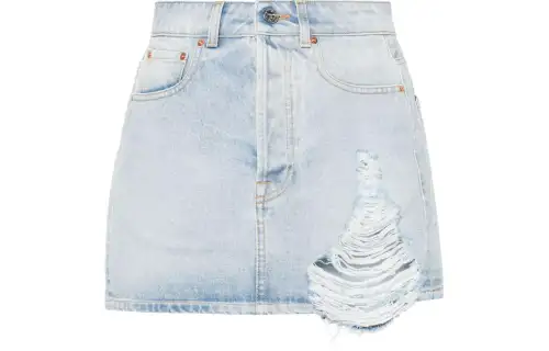 Vetements distressed denim mini skirt