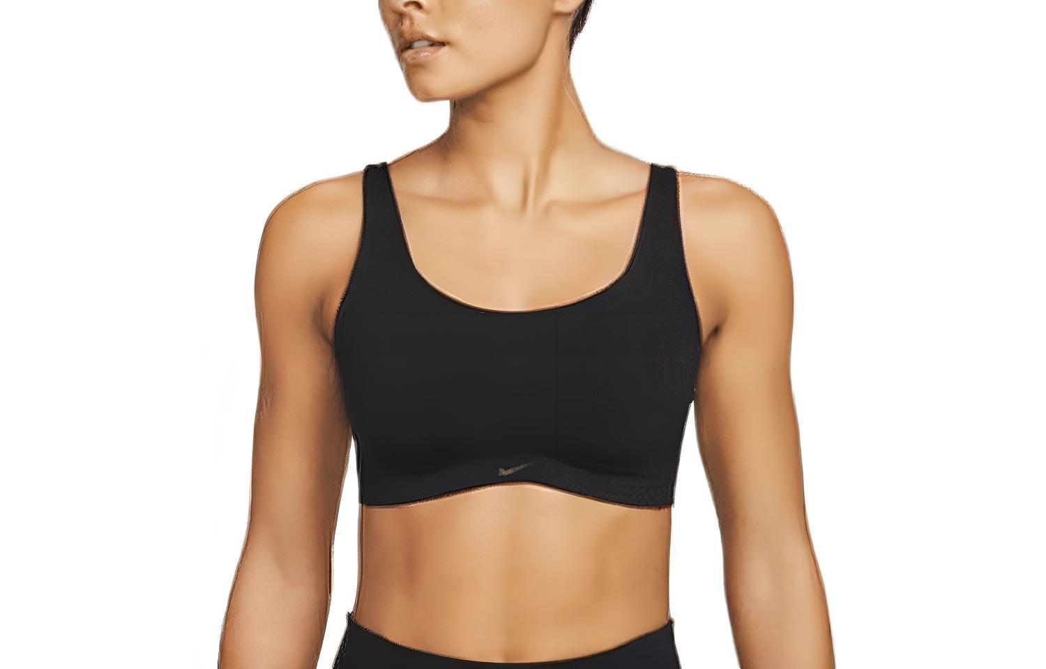 Nike Solid color thick shoulder strap low intensity support padded sports bra women's black