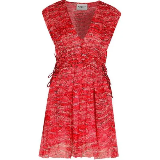 ISABEL MARANT ETOILE короткое полосатое платье без рукавов с v-образным вырезом женское красное