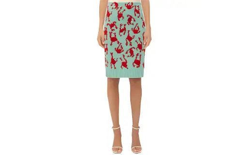 Bottega Veneta Crab Patterned Midi Skirt