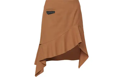 Fukushin EVISU KURO leather brand decorated asymmetric skirt leather skirt women's camel