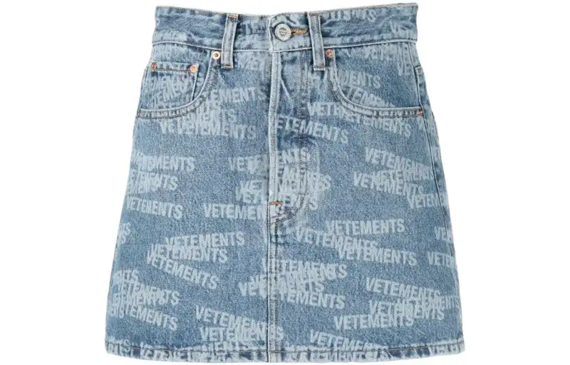 Vetements Logo-print Denim Skirt