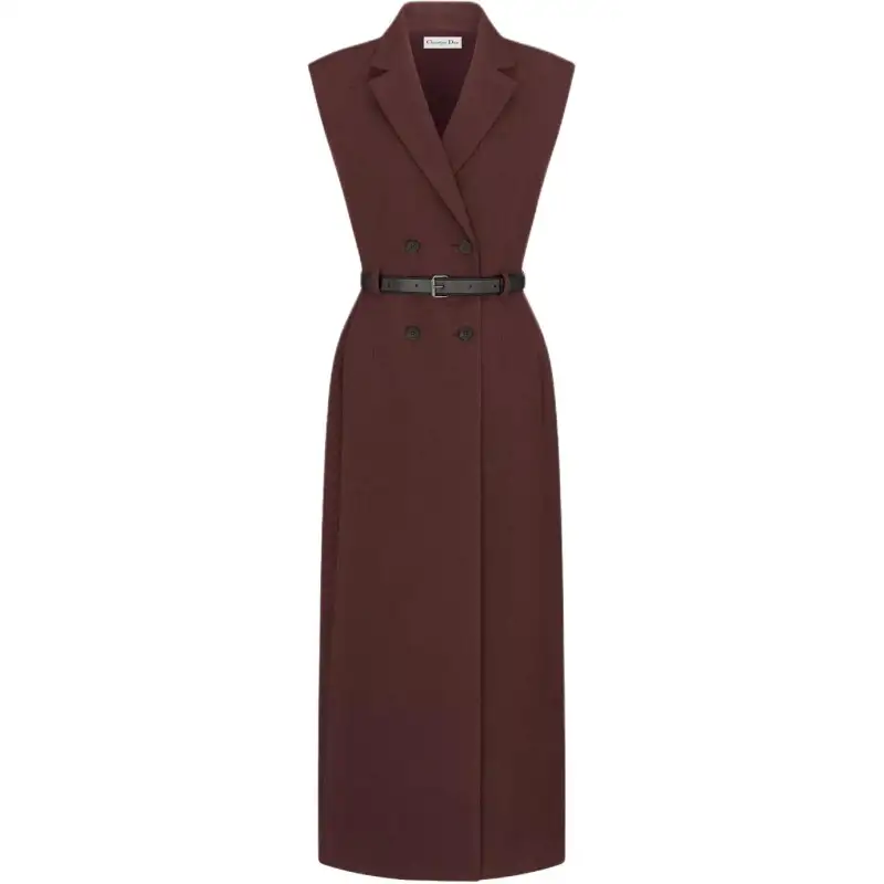 DIOR Sleeveless Dress Women's Burgundy