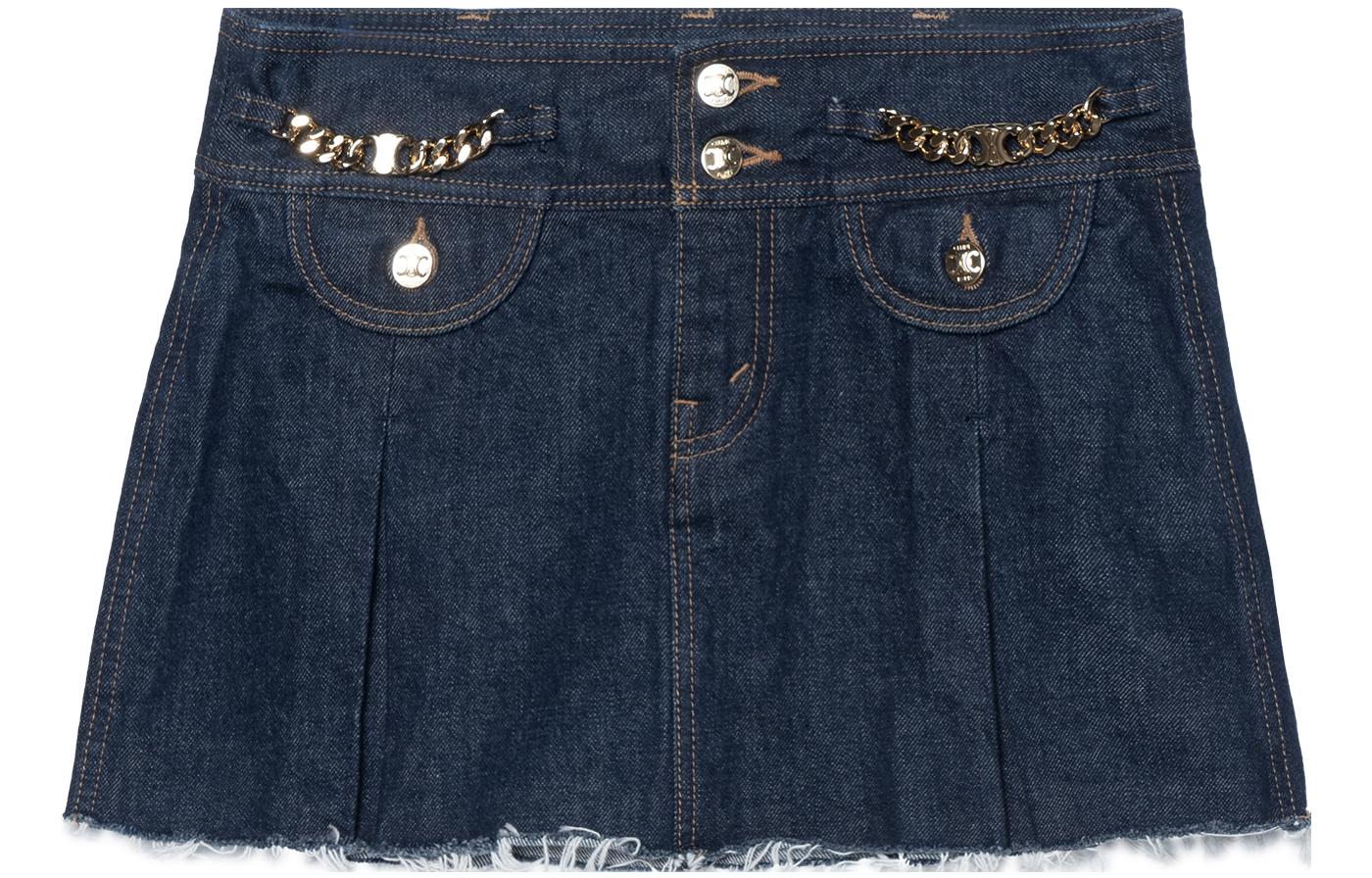 Женская юбка CELINE Chain Low-waist Mini (синяя)
