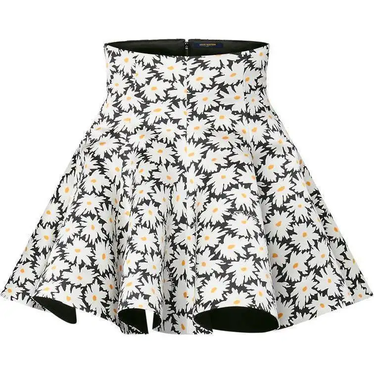 LOUIS VUITTON Daisy Print Pleated Circle Skirt