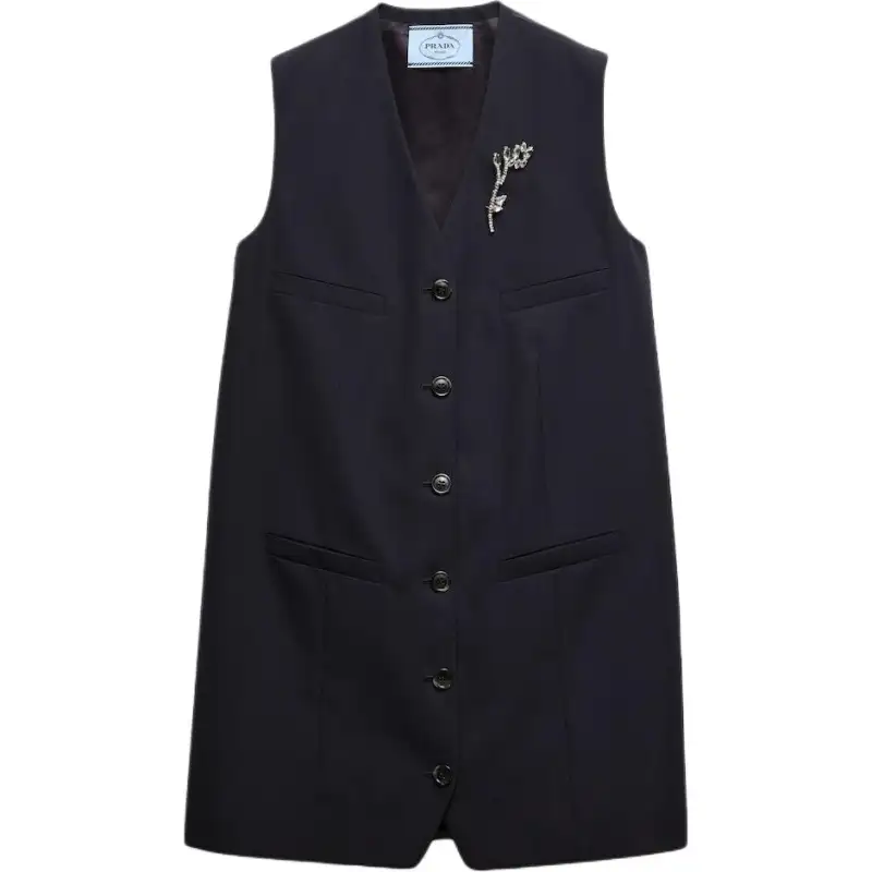PRADA Brooch Detailed Tailored Mini Dress
