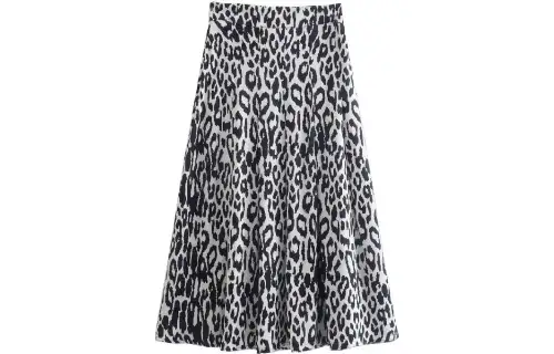 Burberry Rersby Pleated Leopard Print Skirt 'IP Pattern'