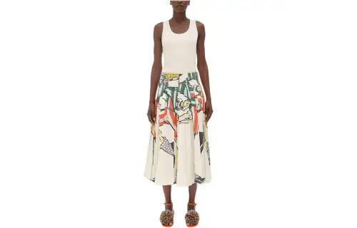 Bottega Veneta Printed Viscose Pintuck Midi Skirt Casual Short Skirts Women's Multicolor