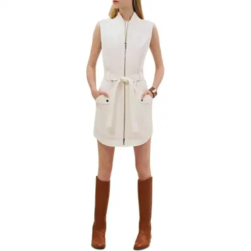 HERMES Sleeveless Dress Women's White