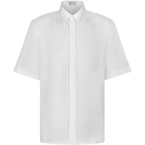 DIOR Quarterly New Products Shirts Men's White Polo Collar Moderate Shirt