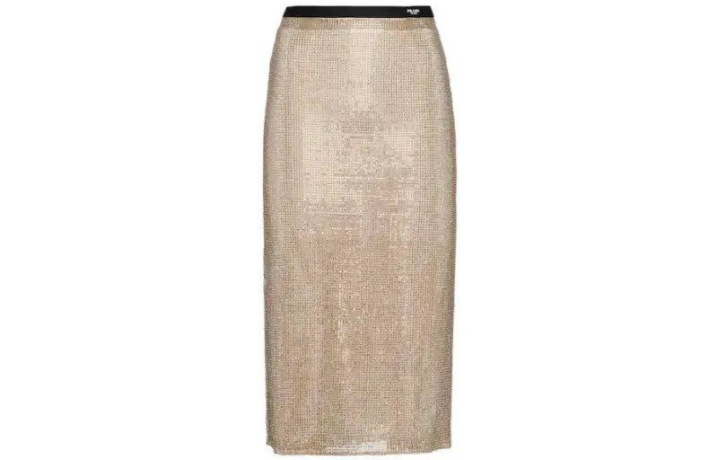 PRADA Holiday Casual Long Skirts Women's Gold Moderate Mid Length Other