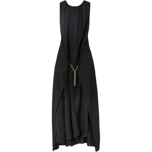 LOEWE Chain Embellished Pleated Midi Dress