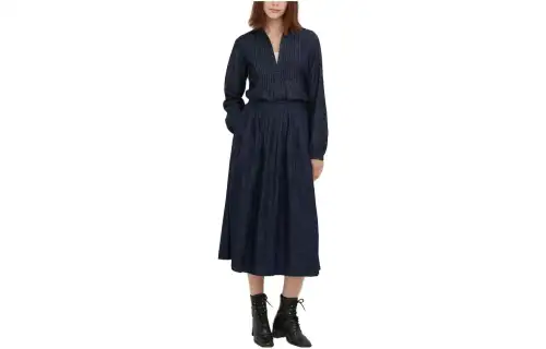 UNIQLO Casual Long Skirts Women's Navy Blue Moderate Mid Length A Line Skirt