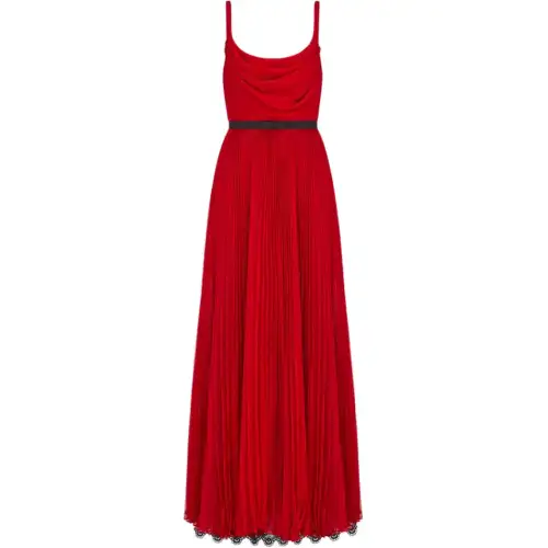DIOR Slip Dresses Women's Red Square Collar Moderate Long