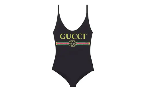 GUCCI Sparkling GUCCI Logo One piece Swimsuit Black