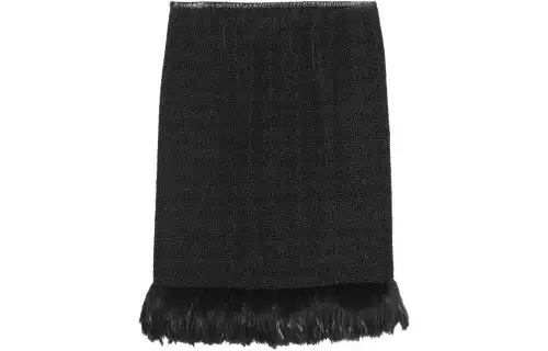 SAINT LAURENT Feather trim Slip Skirt