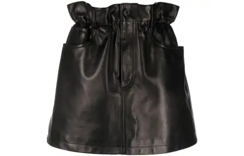 MIU MIU SS22 Leather Short Skirts Women's Black