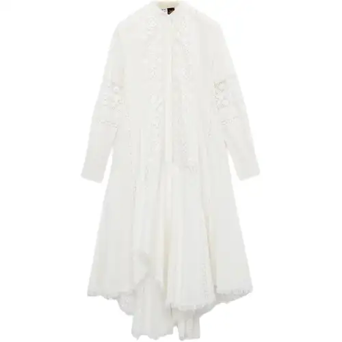 Loewe lace-panelling midi dress