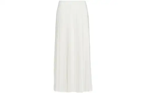 PRADA Casual Long Skirts Women's White Moderate Mid Length Pleated Skirt