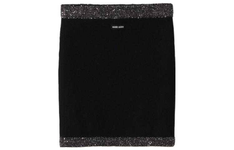 Miu Miu Embellished Ribbed Mini Skirt