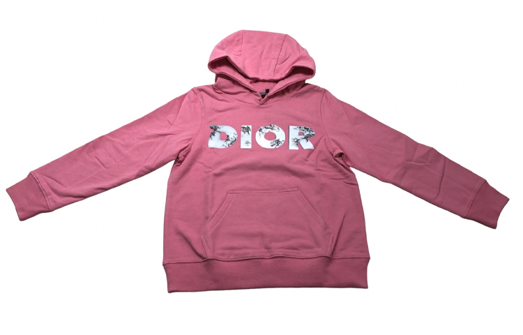 DIOR Dior sweatshirt FW22 letter logo printed hood, rose red, children's style