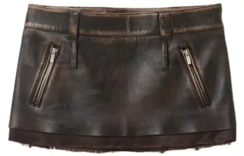 MIU MIU Leather Short Skirts Women's Coffee Moderate Short Other