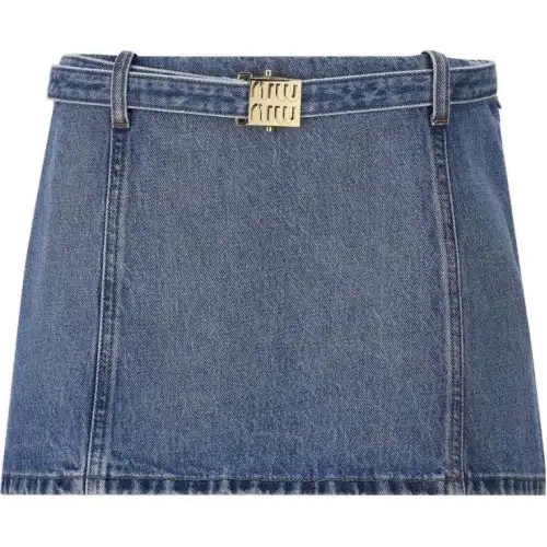 MIU MIU FW23 Denim Short Skirts Women's Blue