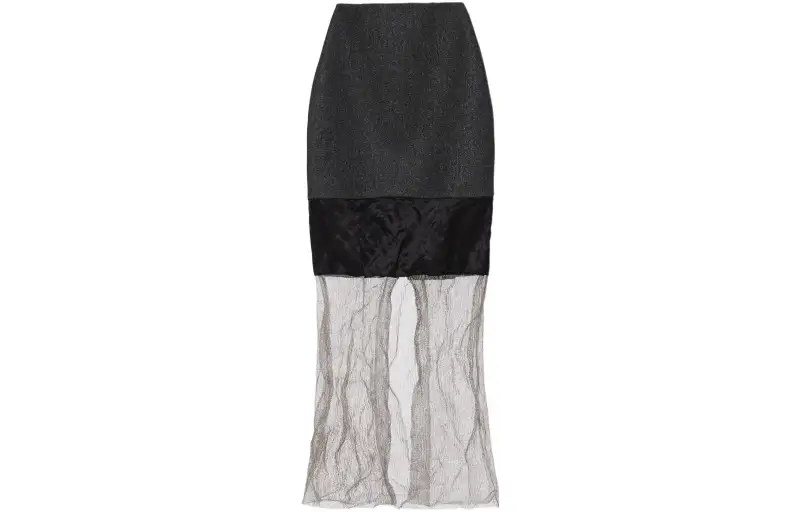 PRADA Casual Long Skirts Women's Black Moderate Patchwork Style