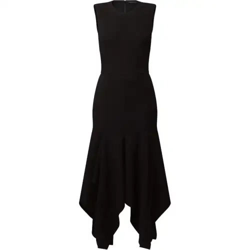 Lv Wool Crepe Petal Hem Dress