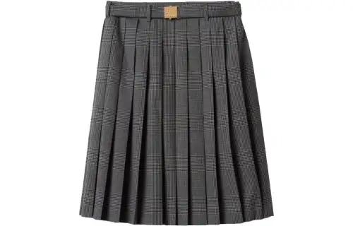 MIU MIU Casual Long Skirts Women's Gray Moderate Mid Length Pleated Skirt