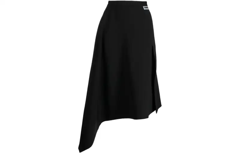 Vetements Casual Long Skirts Women's Black Mid Length A Line Skirt