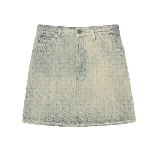 GUCCI SS22 Denim Short Skirts Women's Blue Black