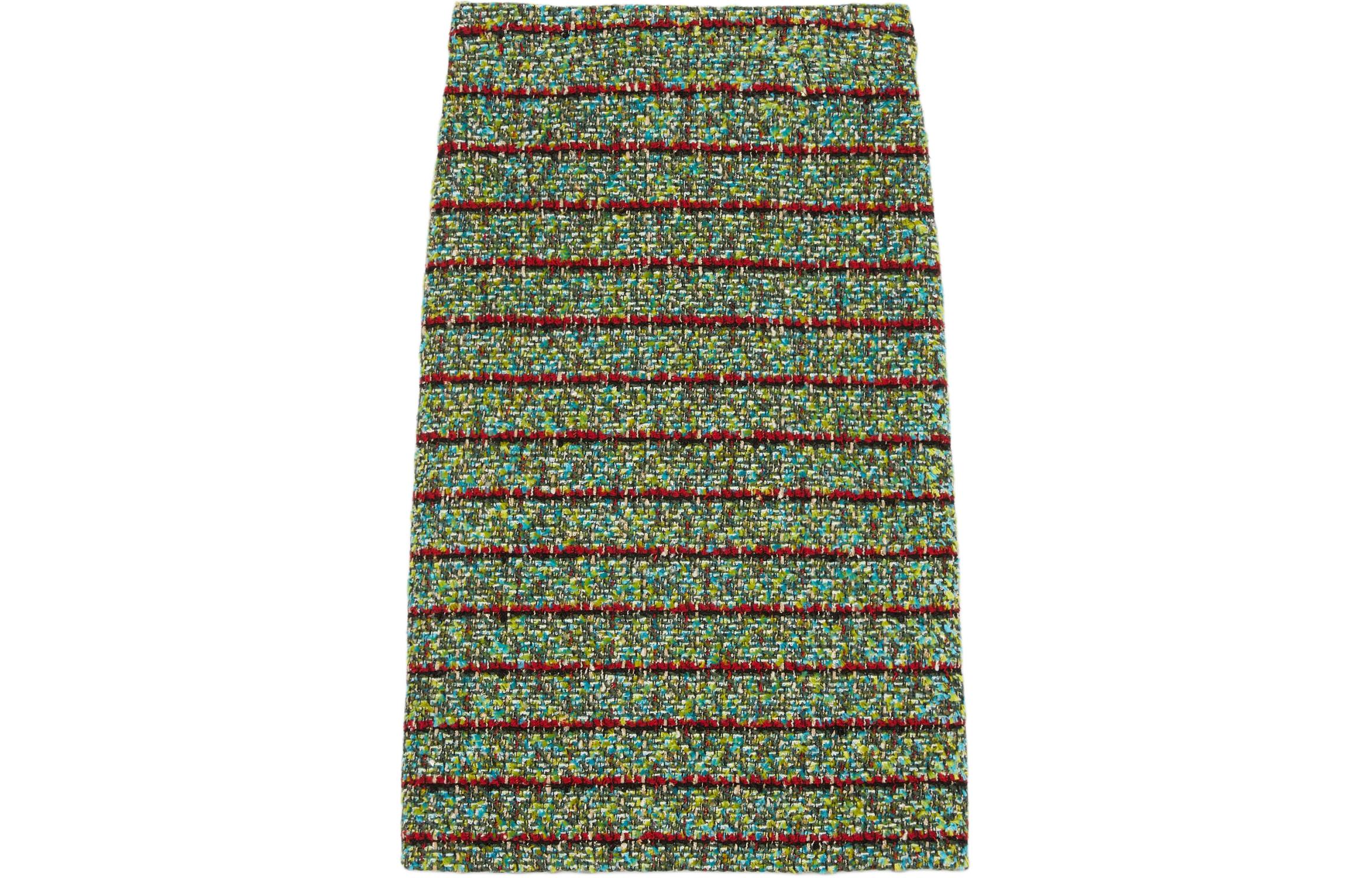 GUCCI SS24 Tweed Skirt Casual Long Skirt Women's Green
