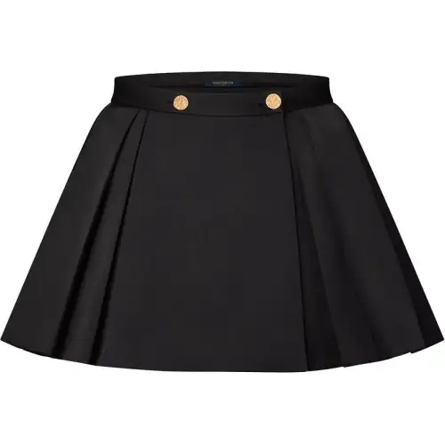 LOUIS VUITTON Button Front Box Pleat Mini Skirt