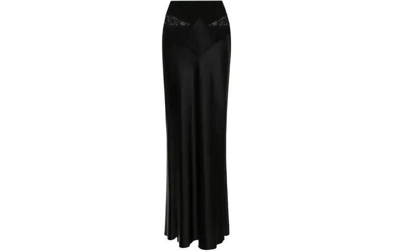 OFF-WHITE Satin Lace Maxi Skirt