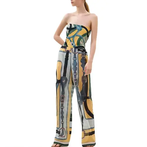 HERMES Jumpsuits Women's Yellow Moderate Jumpsuit