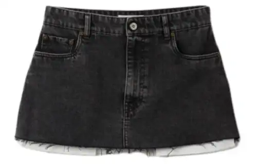MIU MIU Miu Miu SS24 Spliced Lined Low Waist Back Patch Pocket Casual Skirt Women's Black
