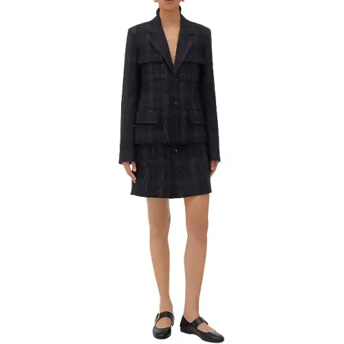 Bottega Veneta Checked Cotton Mouline Skirt Casual Short Skirts Women's Blue