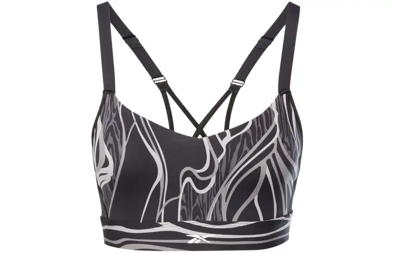 Reebok TS Lux Strappy Bra AOP Sports Underwear Women's Black
