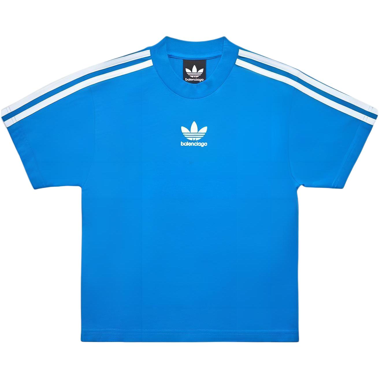 Футболка Balenciaga Striped Logo (синяя)