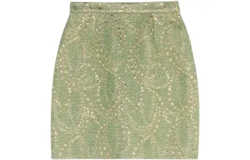 GUCCI Metallic Woven Skirt Green