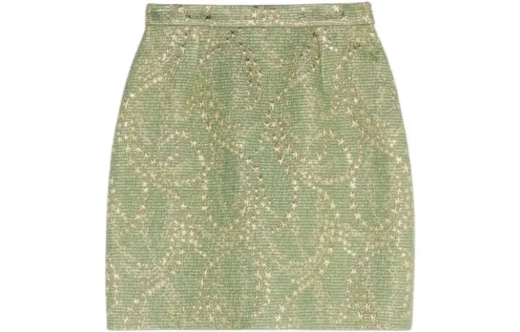 GUCCI Metallic Woven Skirt Green