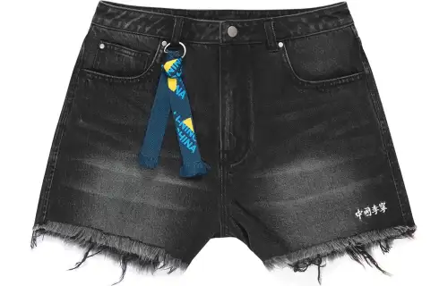 Li Ning Denim Shorts Women's Black Washed Denim Moderate Other