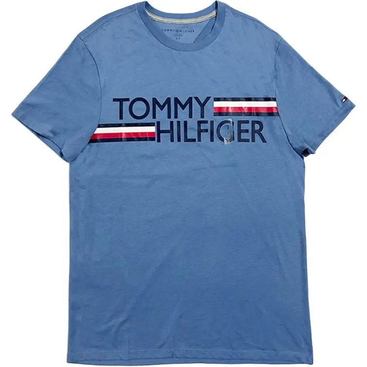 Tommy Hilfiger T-Shirts Men's Blue Crew Neck Moderate Straight Fit