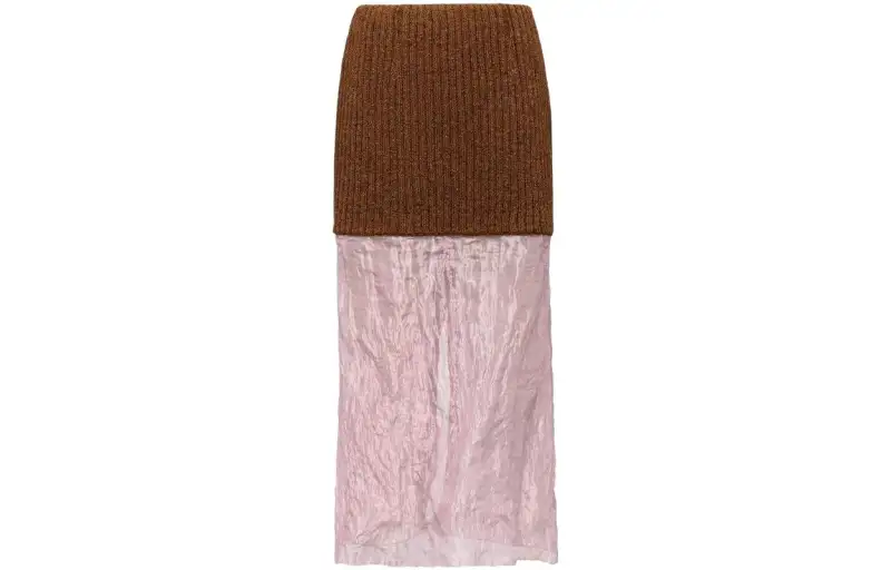 PRADA Casual Long Skirts Women's Brown Pink Moderate