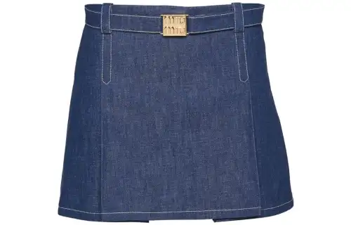 Miu Miu denim logo mini skirt