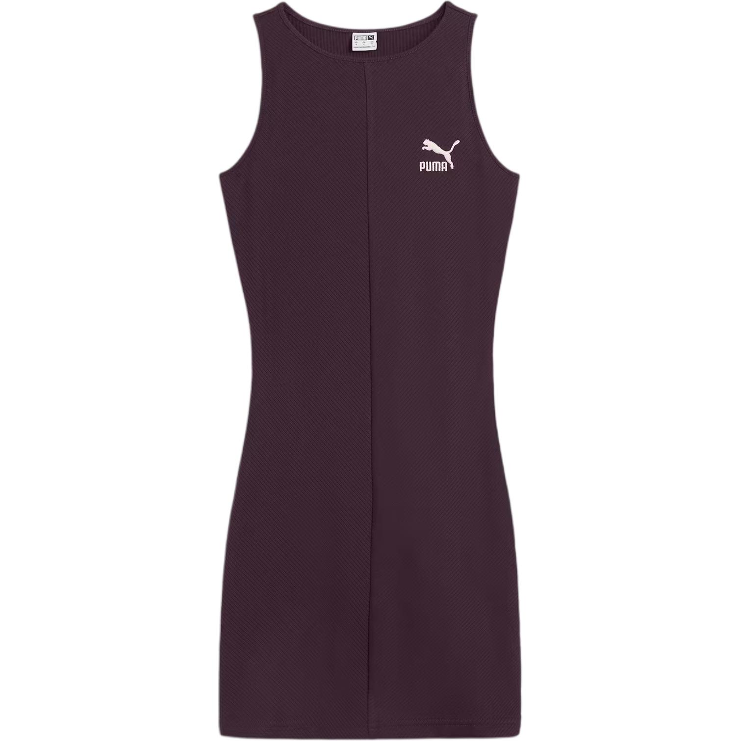 PUMA NU TILITY CLASSICS Ribbed Dress Sleeveless Dress Women's Midnight Plum Blossom