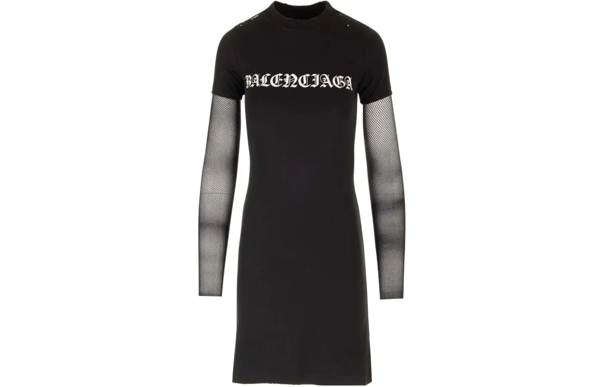 Balenciaga SS24 Long Sleeved Dress Regular Fit Women's Black